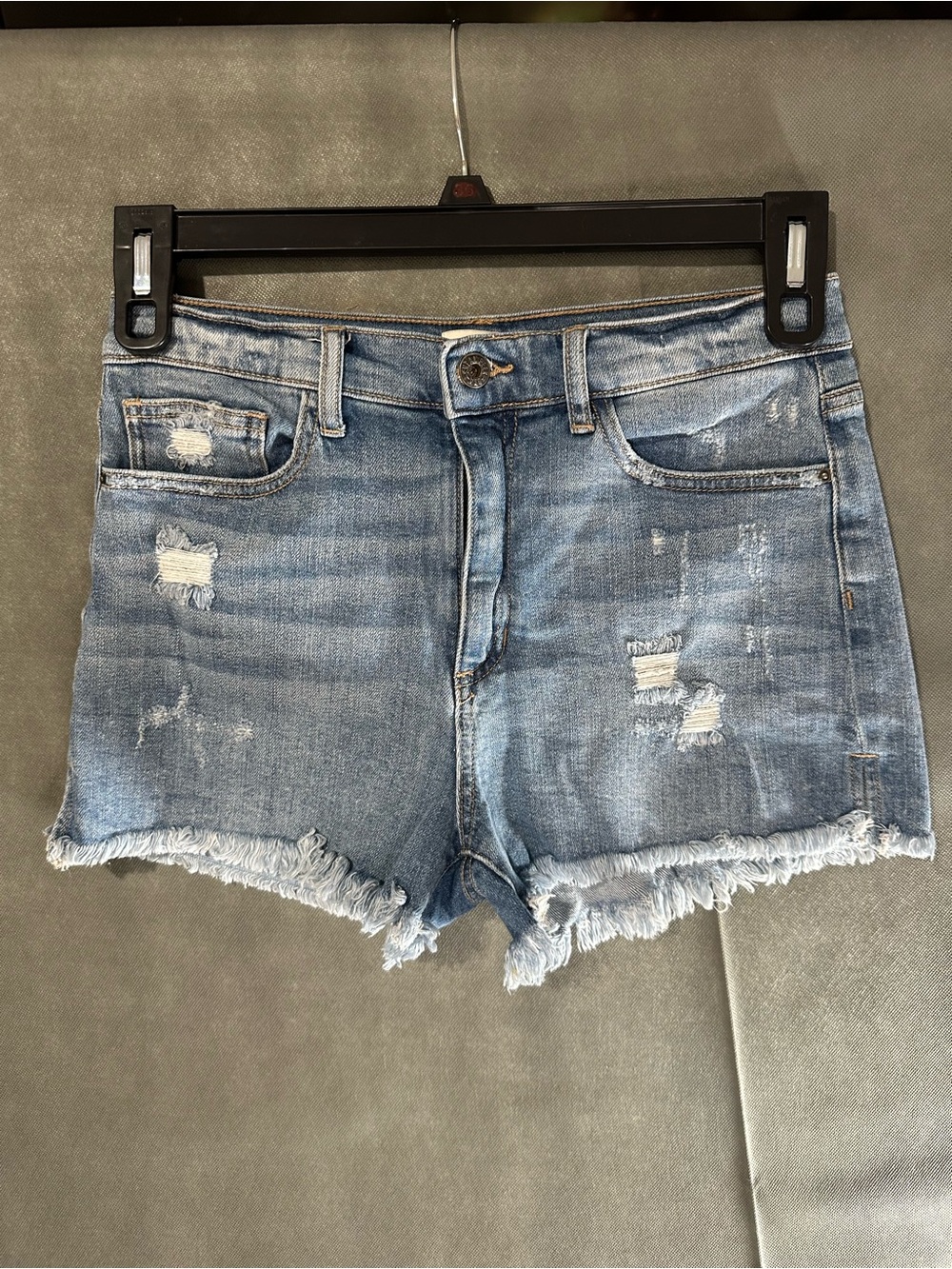 Sneak Peek High Rise Distressed Denim Jean Shorts - Size Medium